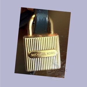Michael Kors Gold Padlock Charm with Black Strap